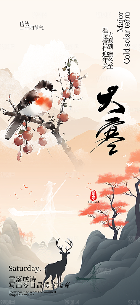 二十四节气大寒宣传活动海报