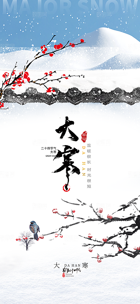 传统二十四节气大寒宣传活动海报