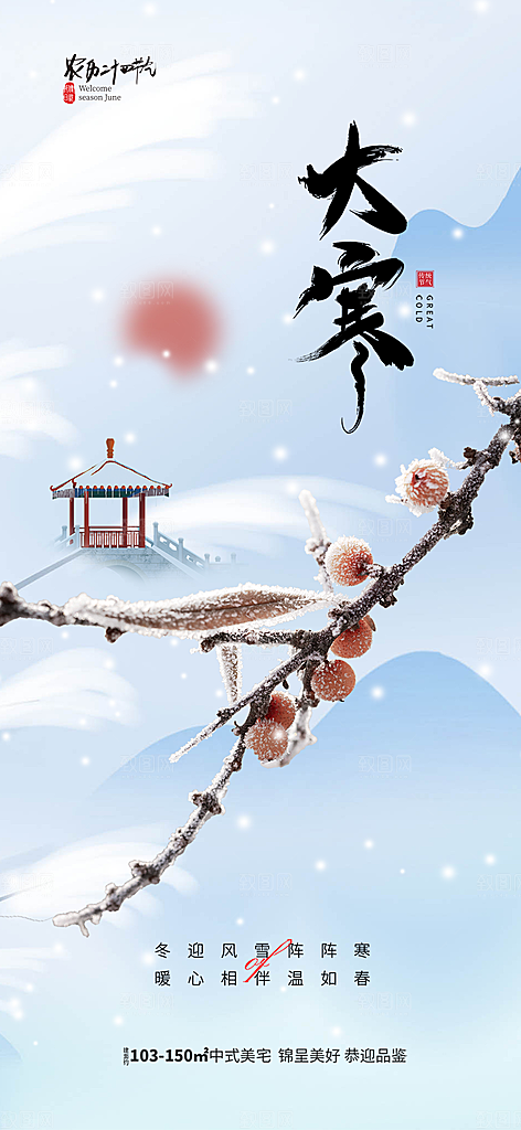 传统二十四节气大寒宣传活动海报