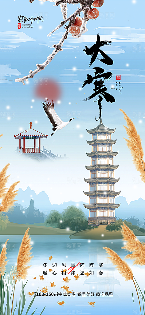 传统二十四节气大寒宣传活动海报