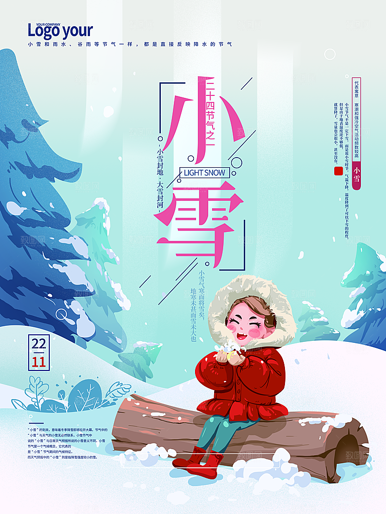 小雪节气简约大气海报