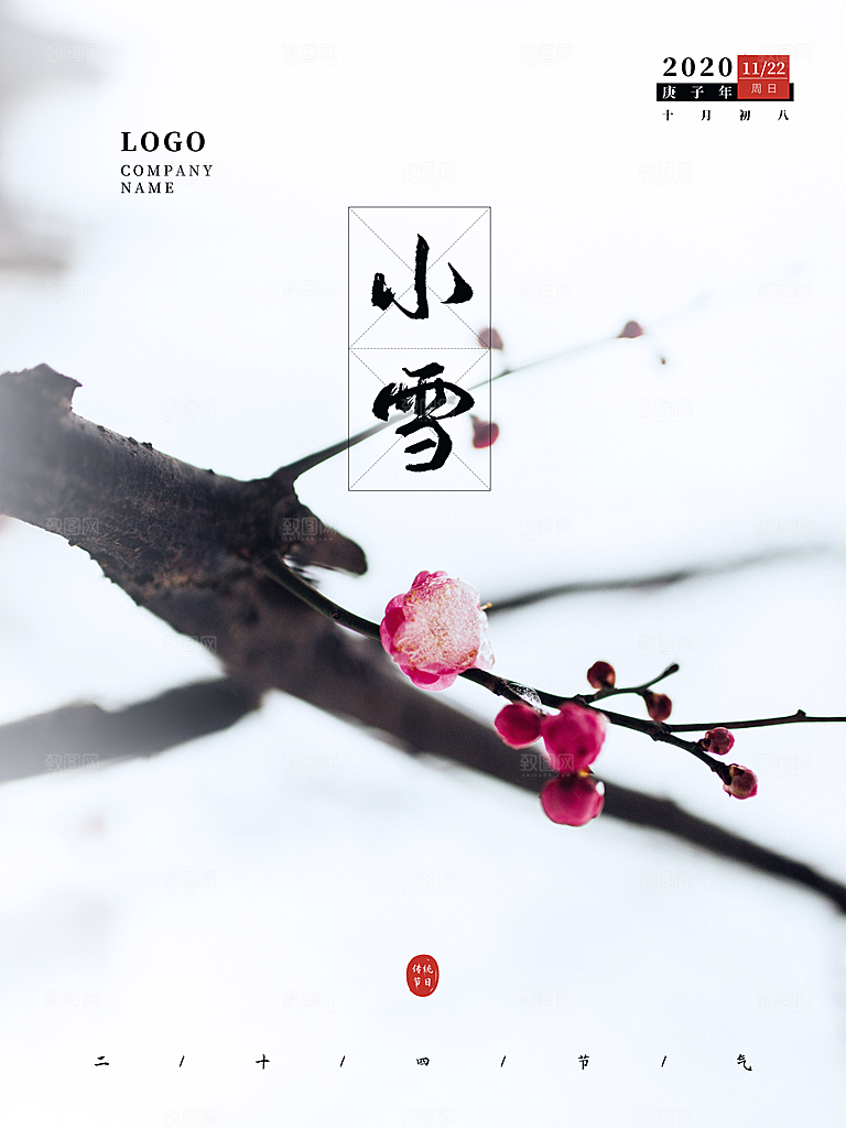 小雪节气简约大气海报