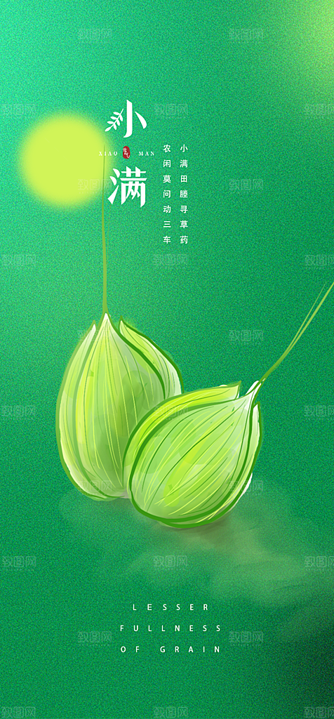 绿色小满二十四节气海报