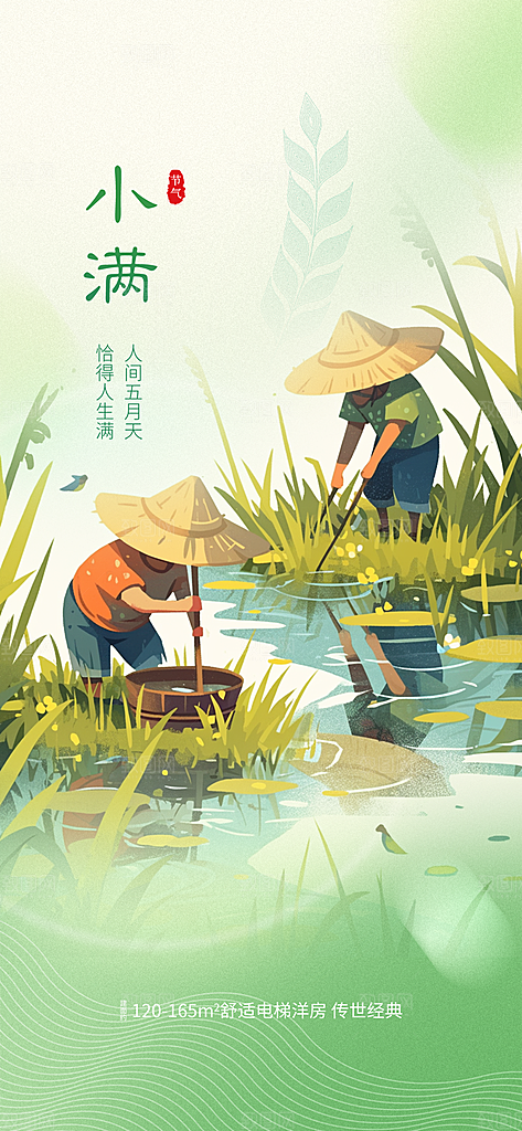 绿色小满二十四节气海报