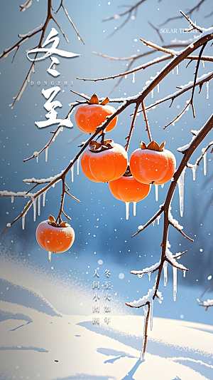 冬至唯美插画节气简约大气节日海报