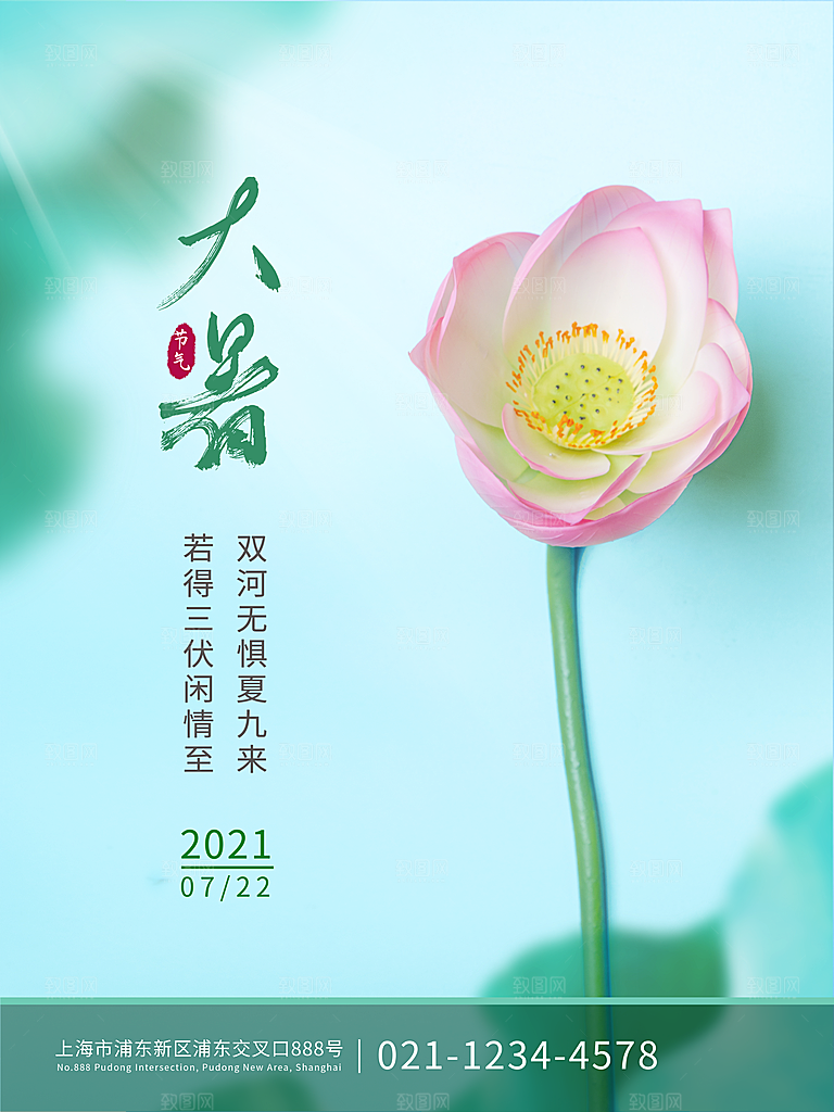 大暑节气简约大气海报