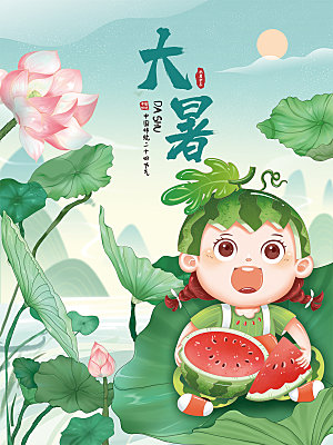 传统节气大暑海报模板