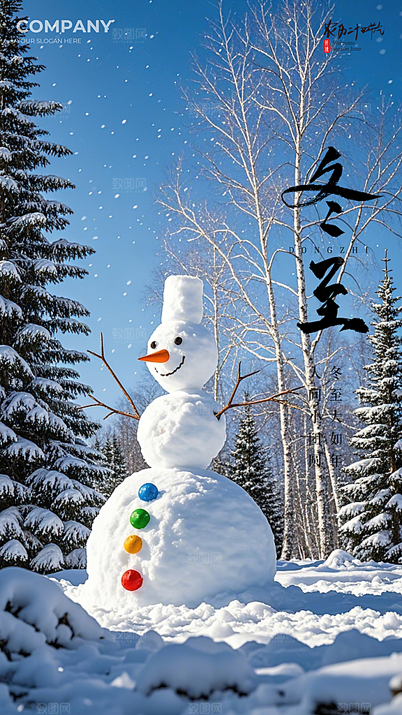 冬至插画节日简约大气唯美节气海报