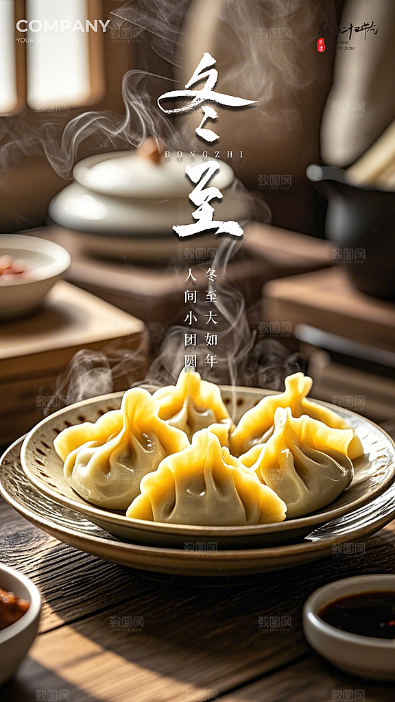冬至插画节气大气唯美简约节日海报
