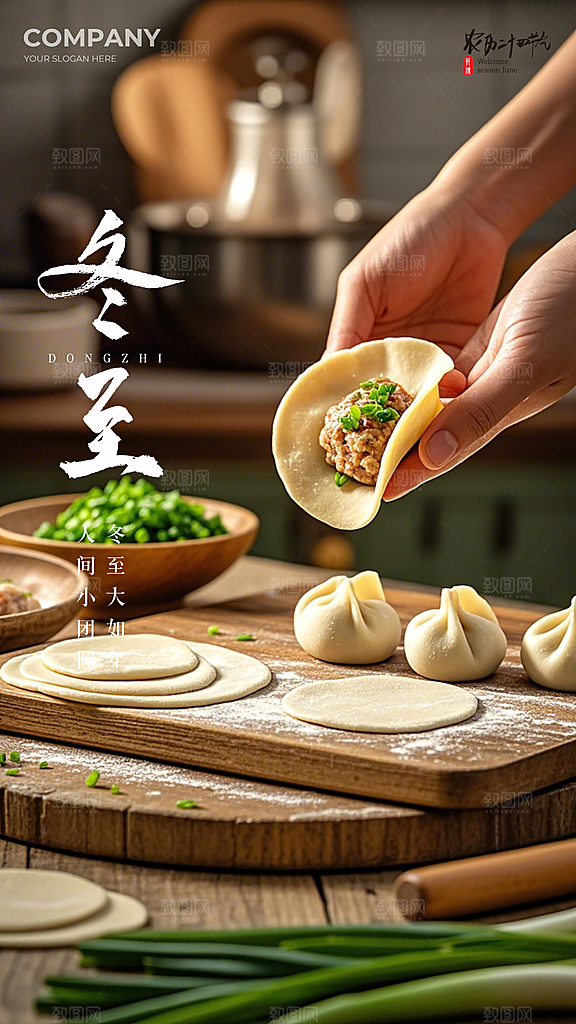 冬至插画简约大气唯美节日节气海报