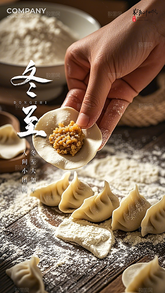 冬至插画简约大气唯美节日节气海报