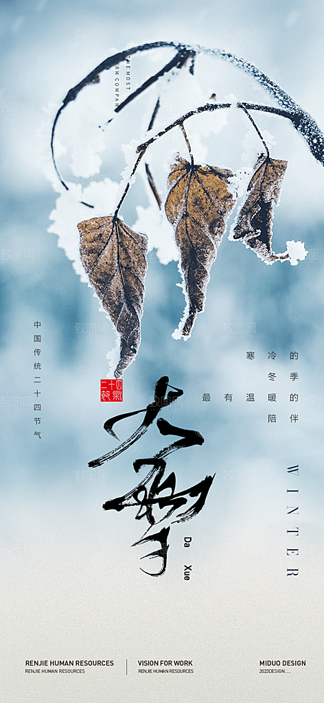 传统二十四节气大寒宣传活动海报