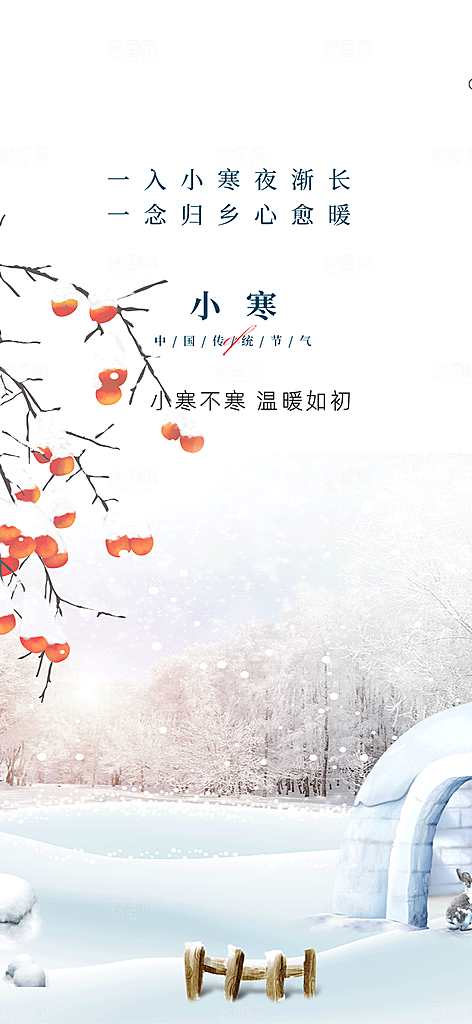 传统二十四节气小寒宣传活动海报