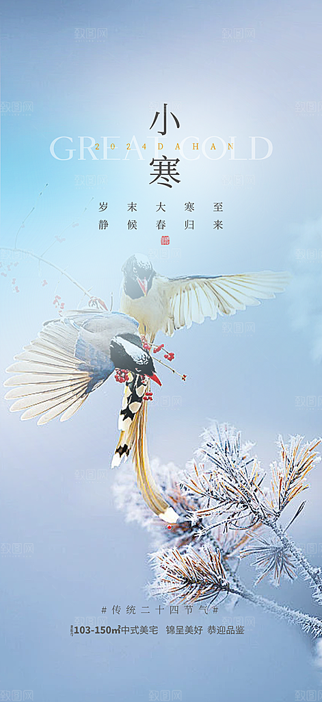传统二十四节气小寒宣传活动海报