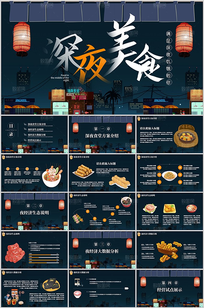 深夜美食宣传PPT模板
