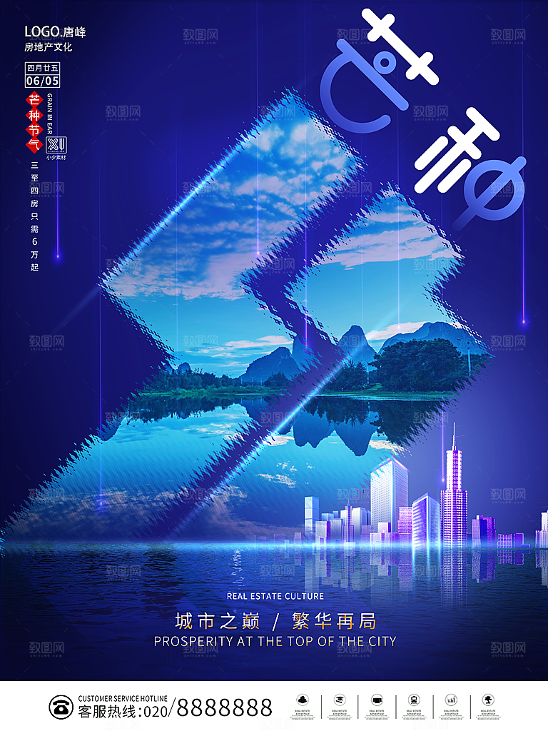 芒种节气简约大气海报