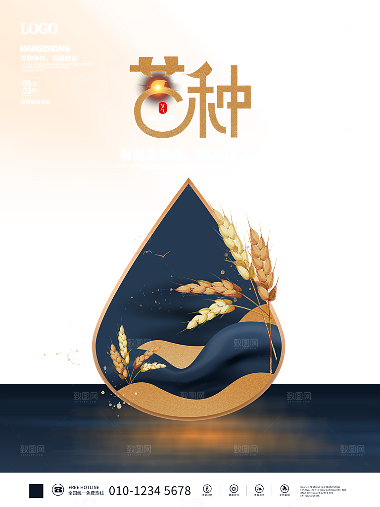 芒种节气简约大气海报