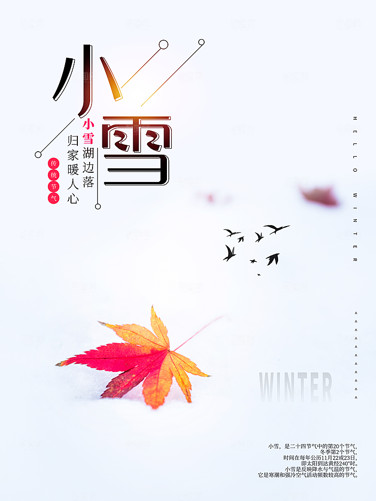 小雪节气简约大气海报
