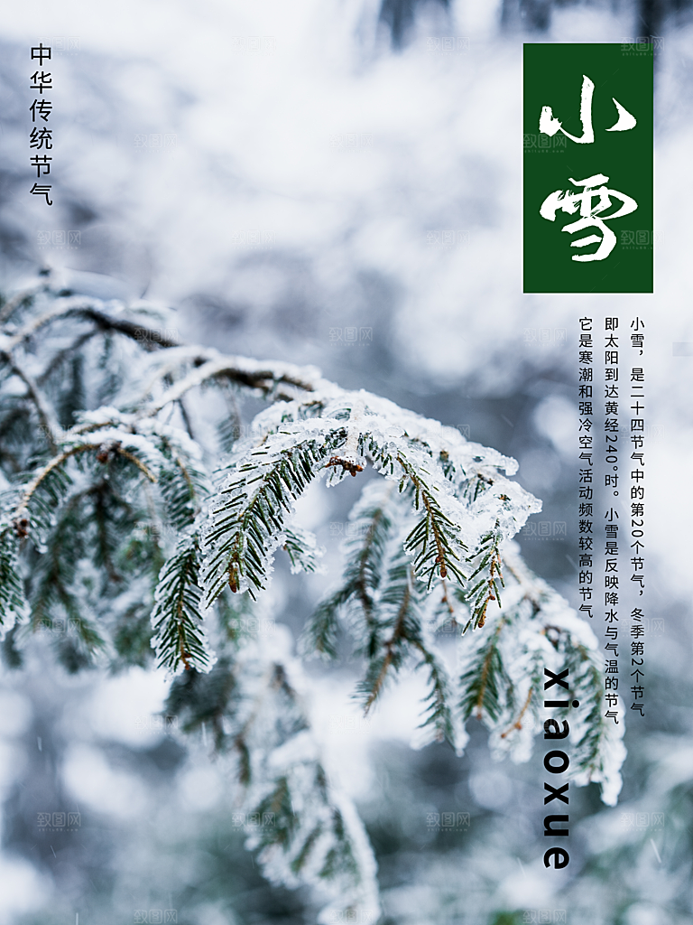 传统节气小雪海报模板