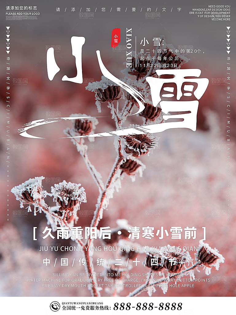 小雪节气简约大气海报