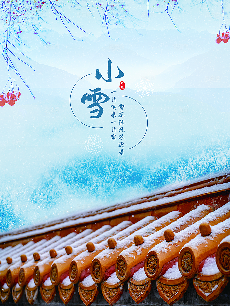 小雪节气简约大气海报