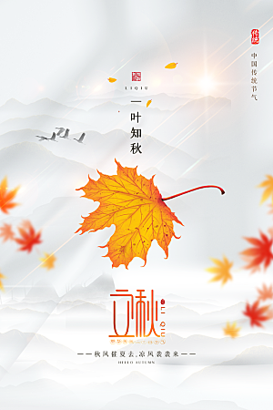 立秋节气简约大气海报