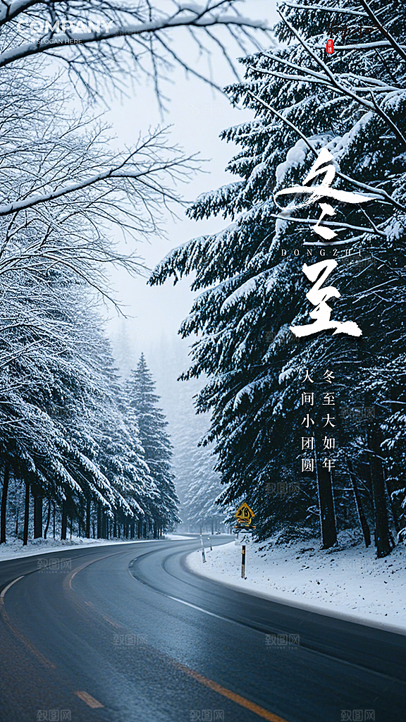 冬至大气节日插画唯美简约节气海报
