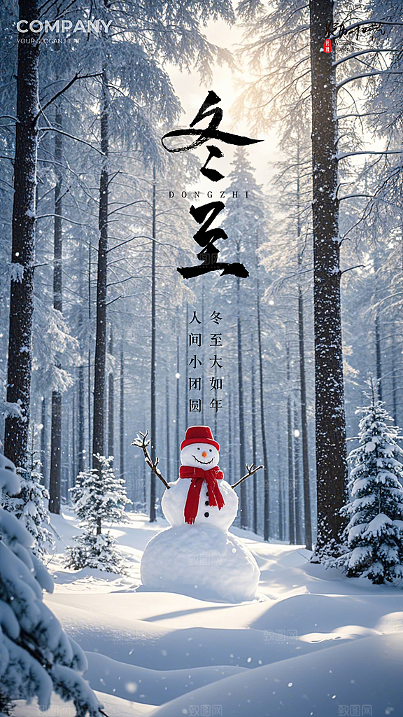 冬至大气节日插画唯美简约节气海报