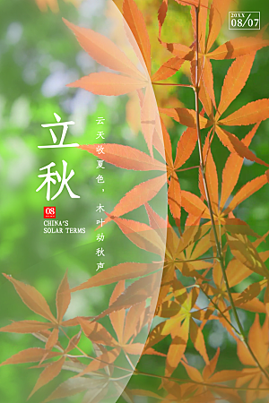 立秋节气简约大气海报