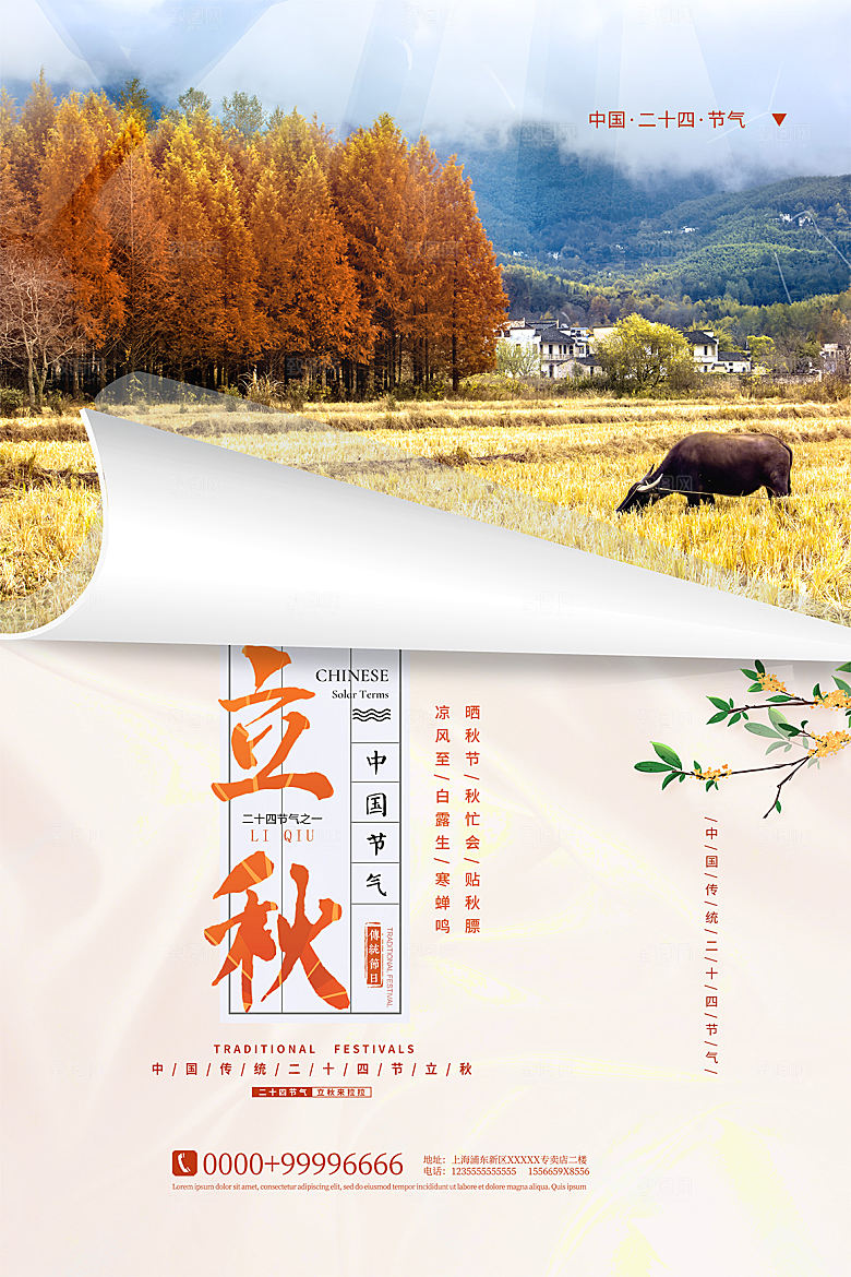 立秋节气简约大气海报