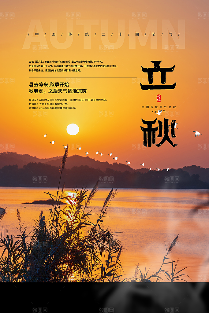 立秋节气简约大气海报