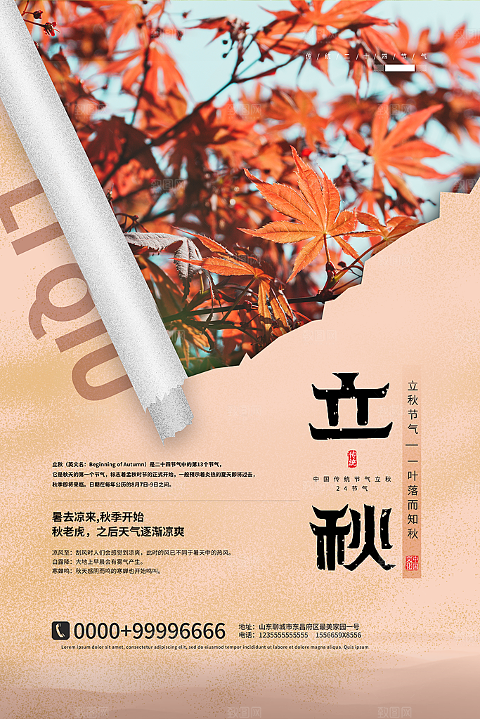 立秋节气简约大气海报
