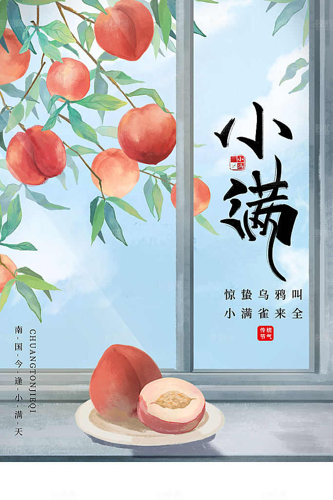 小满节气简约大气海报