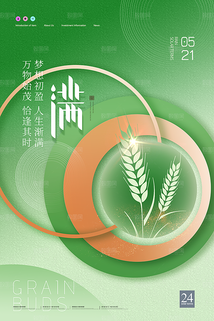 小满节气简约大气海报