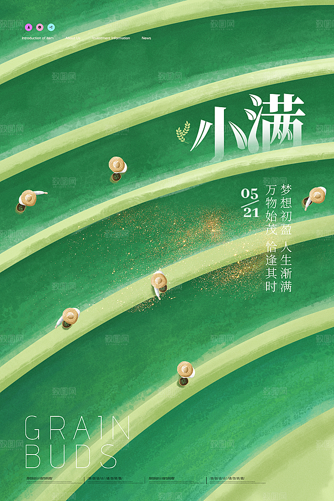 小满节气简约大气海报