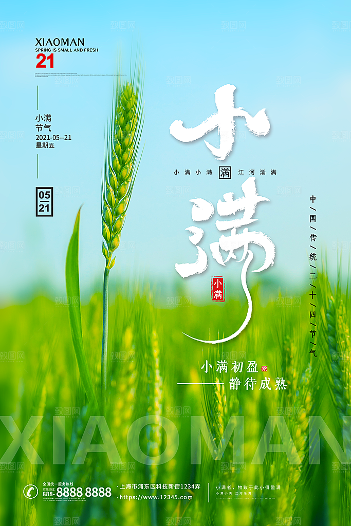 传统节气小满海报模板