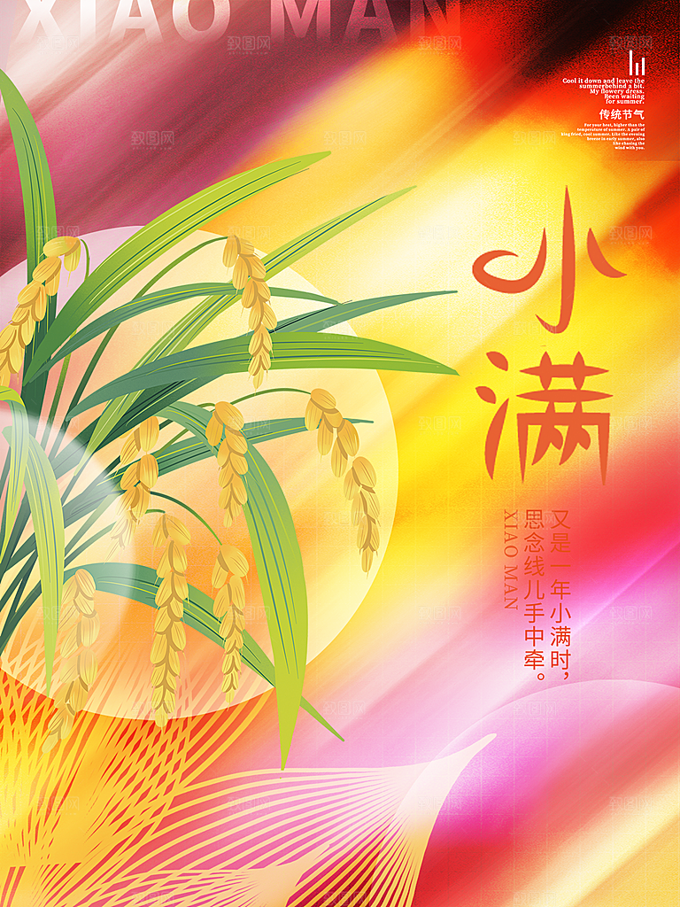 传统节气小满海报模板