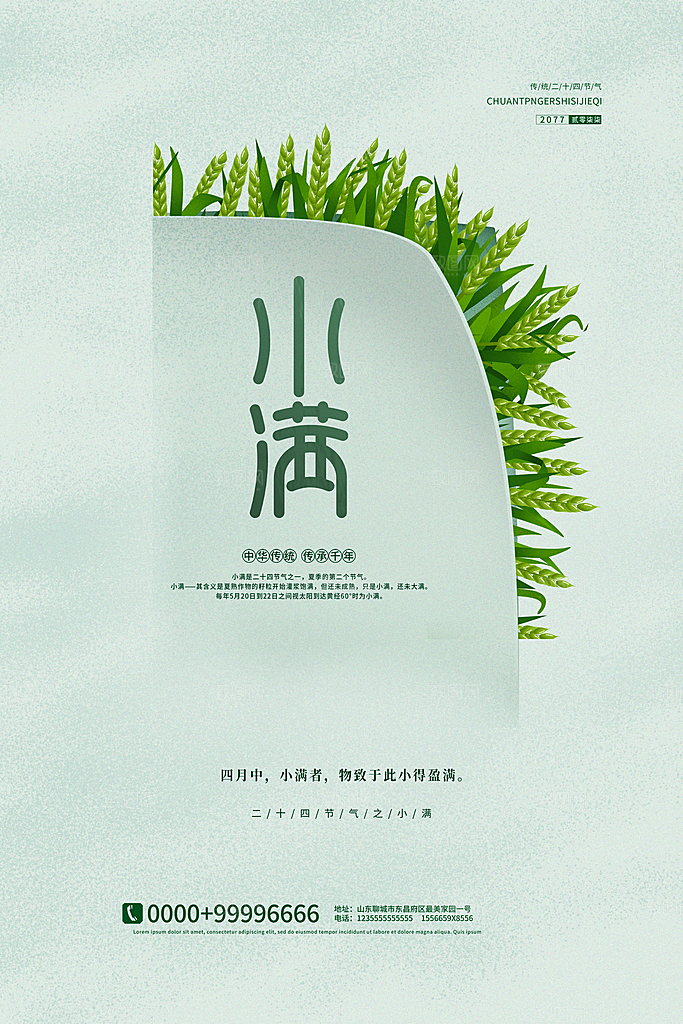 小满节气简约大气海报