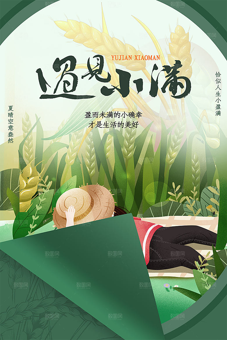 小满节气简约大气海报