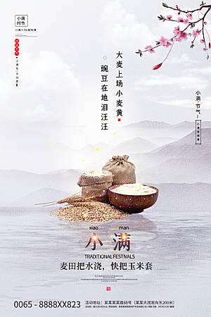 传统节气小满海报模板