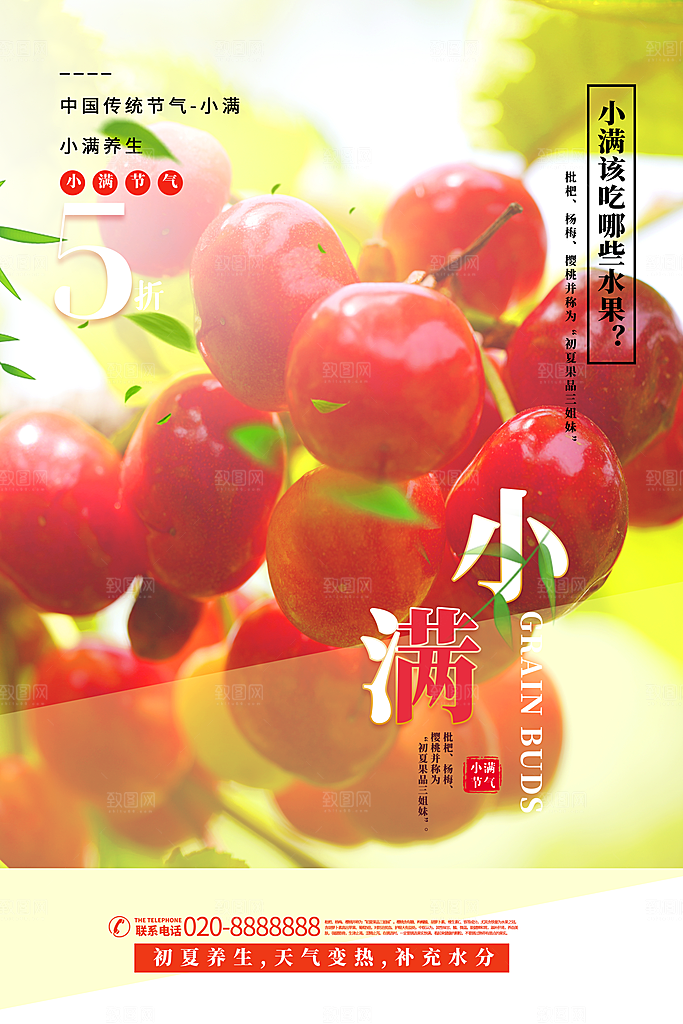 传统节气小满海报模板