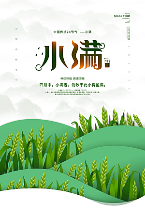 小满节气简约大气海报