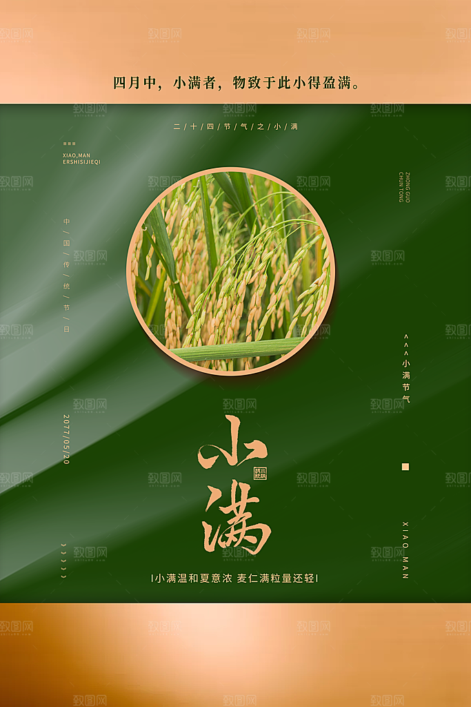 小满节气简约大气海报