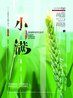 小满节气简约大气海报