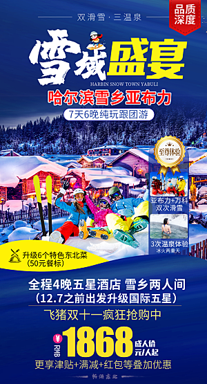 东北西北雪乡极光冰雕旅游宣传海报