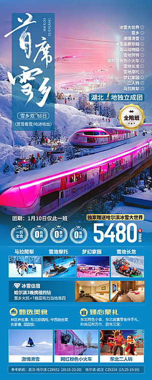 东北西北雪乡极光冰雕旅游宣传海报