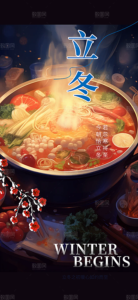 二十四节气立冬宣传活动海报