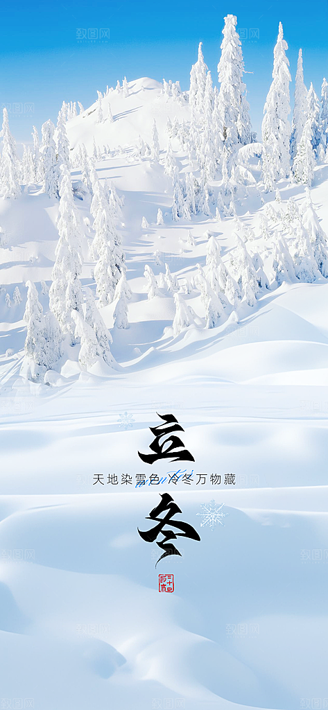 中国传统节气立冬手机海报