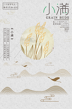 小满节气简约大气海报