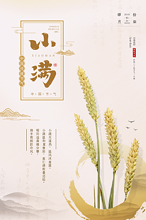 小满节气简约大气海报